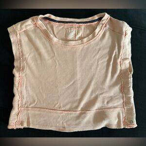 Pilcro Light Peach Ribbed Top